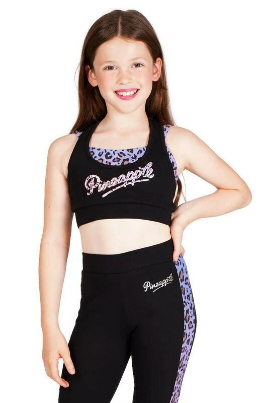 PINEAPPLE SALE Dancewear Girls Ombre Leopard Double Layer Crop Top