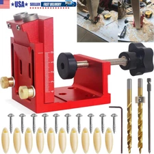 Pocket Hole Jig Kit Carpentry Joinery Woodworking System Adjustable Depth Tool