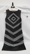 Suzi Chin for Maggy Boutique Formal Textured Dress Size 4 Black Gray DM
