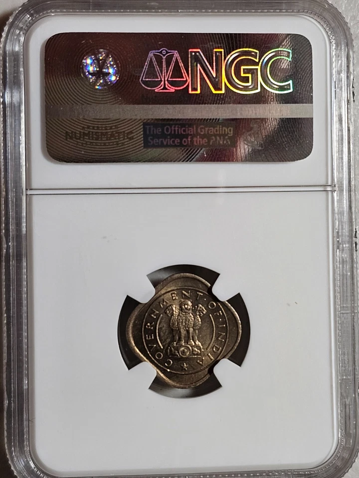 India 1/2 Anna 1950B NGC MS 63 - Image 2 of 2