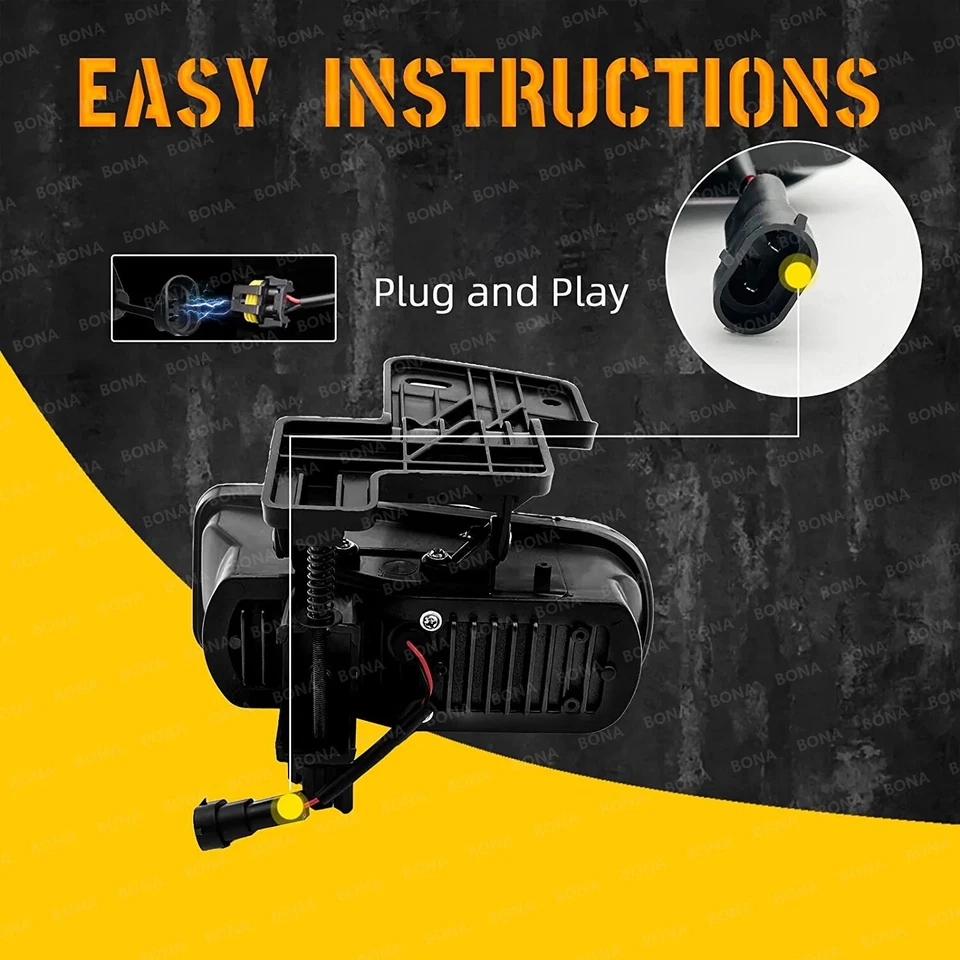 Pair For GMC 1999-2002 Sierra 2000-2006 Yukon LED Fog Lights Bumper Lamps - Image 4 of 4