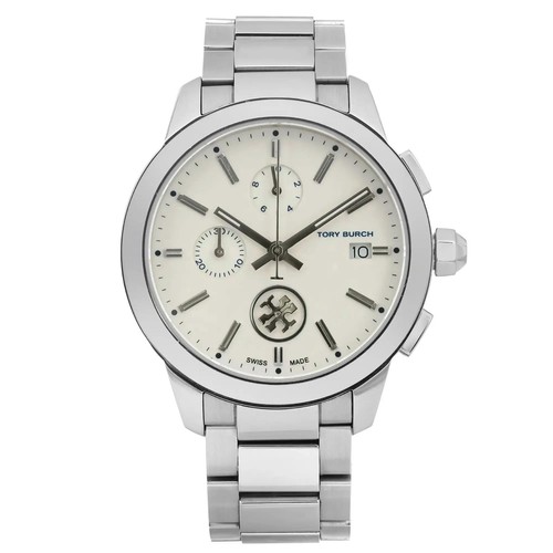 Tory Burch Collins Cream Dial Chronograph Steel Quartz Ladies Watch TB1252