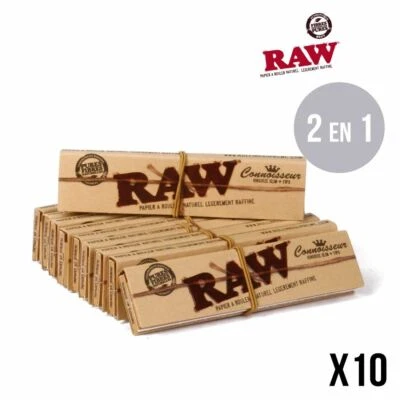 10 Carnets RAW Slim Connaisseur - Feuilles + Tips (Connoisseur)