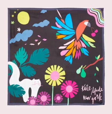 KATE SPADE MEHRFARBIGER GARTEN 100 % SEIDE BANDANA SCHAL NEU!!!