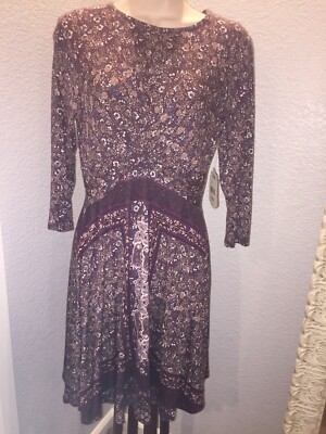 Alta'rd State Large Purple Floral  Dress New with tags Beautiful Knit Dress 