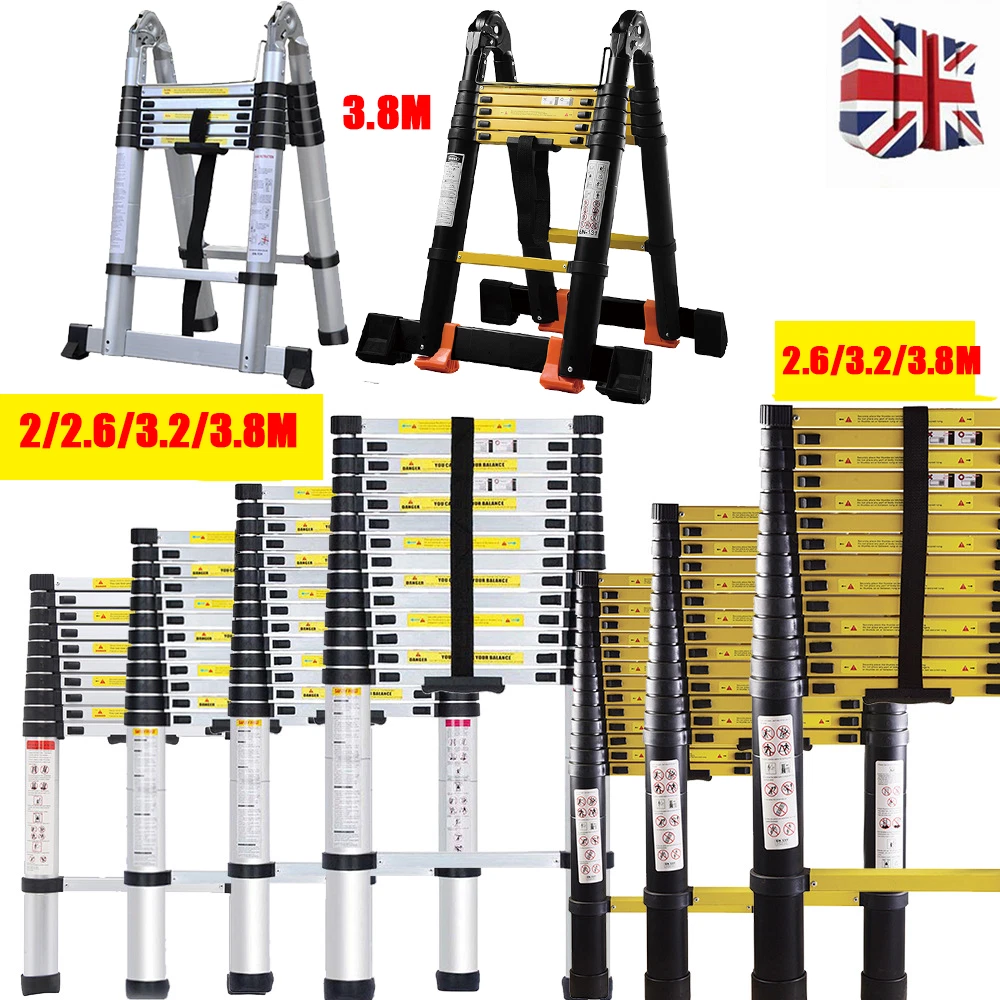 Heavy Duty 2M 3.8M Multi Purpose Aluminium Telescopic Folding Ladder Extendable