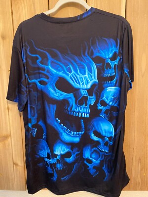 Black & Blue Skeleton Short Sleeve Shirt Size L NWOT | eBay