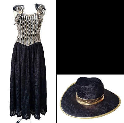 Karneval / Theater Corsagen Kleid Handarbeit +Hut ca.Gr. 34/36 Brustweite 42 cm - Bild 1 von 4