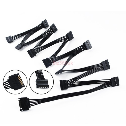 SATA Power 15 Pin 1 Male To 5/8/10/ Female Splitter Hard Drive Cable for HDD SSD - Picture 4 of 49