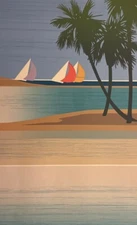 Mid Century Modern AP Screen Print Jones Nautical Beach Boats