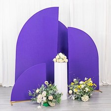 4 Matte PURPLE Fitted Spandex Half Moon Wedding Arch Backdrop STAND COVERS Party