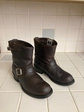 FRYE BROWN ENGINEER BOOTS LEATHER WOMEN'S PULL ON MADE IN USA 6M