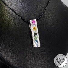 Sale! Wert 1550 € Diamant Saphir Anhänger in 585 14 Karat Weiß Gold