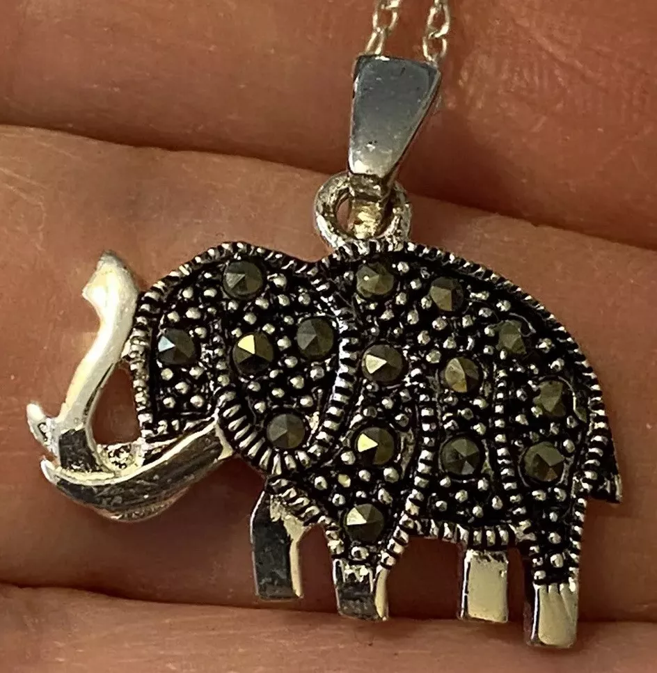 Sterling silver elephant necklace deals