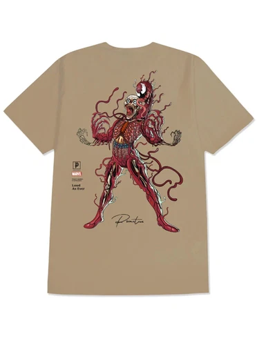 Primitive Marvel x Nychos Carnage Mens Skateboard T-Shirt Size 2XL Safari Green
