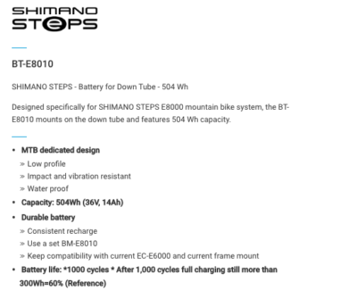 SHIMANO BT-E8010 STEPS BATTERY DOWN TUBE | eBay Australia