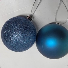 Blue Shatterproof Christmas Ornaments Glitter Matte lot 2