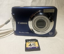 CLEAN-Canon PowerShot A480 10 MP Digital Camera Blue Silver W/4gb SD Card