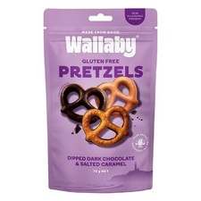 Wallaby Pretzels Assorted Dark Chocolate and Caramel Chocolate Gluten Free 70g