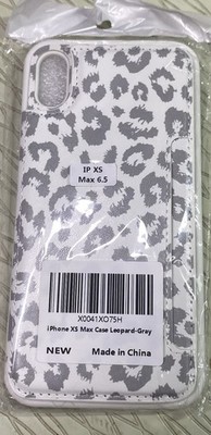iPhone XS Max 6.5 Phone Case Gray & White Leopard Card Holders NEW