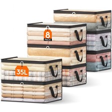 Lifewit 8 Pack 35L Clear Clothes Storage Bags Foldable with Zipper