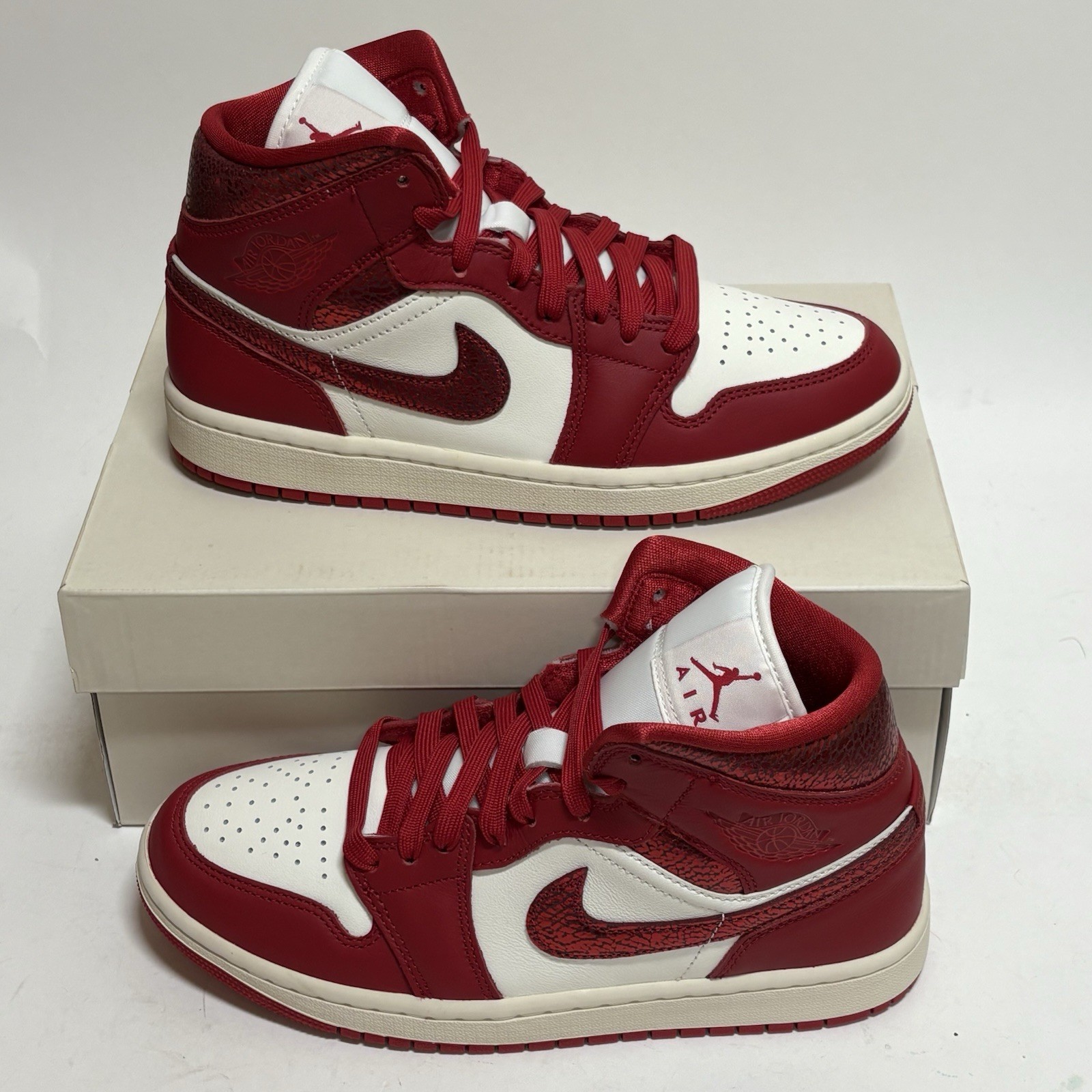 Nike Air Jordan 1 Mid SE Shoes / Sail Varsity Red / HJ9337 106 / Women's Size 8