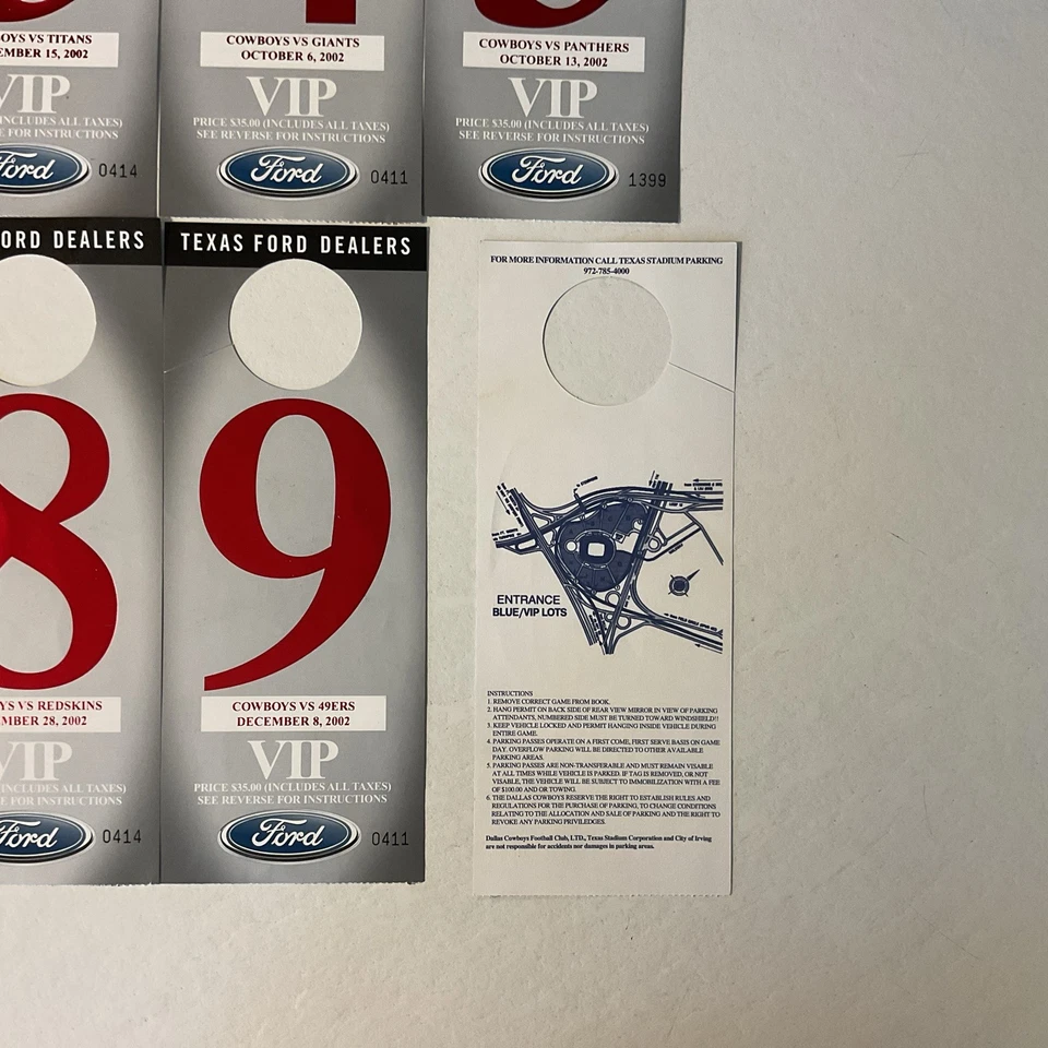 Dallas Cowboys Season 2002 VIP Parking Passes,  - Image 2 of 2