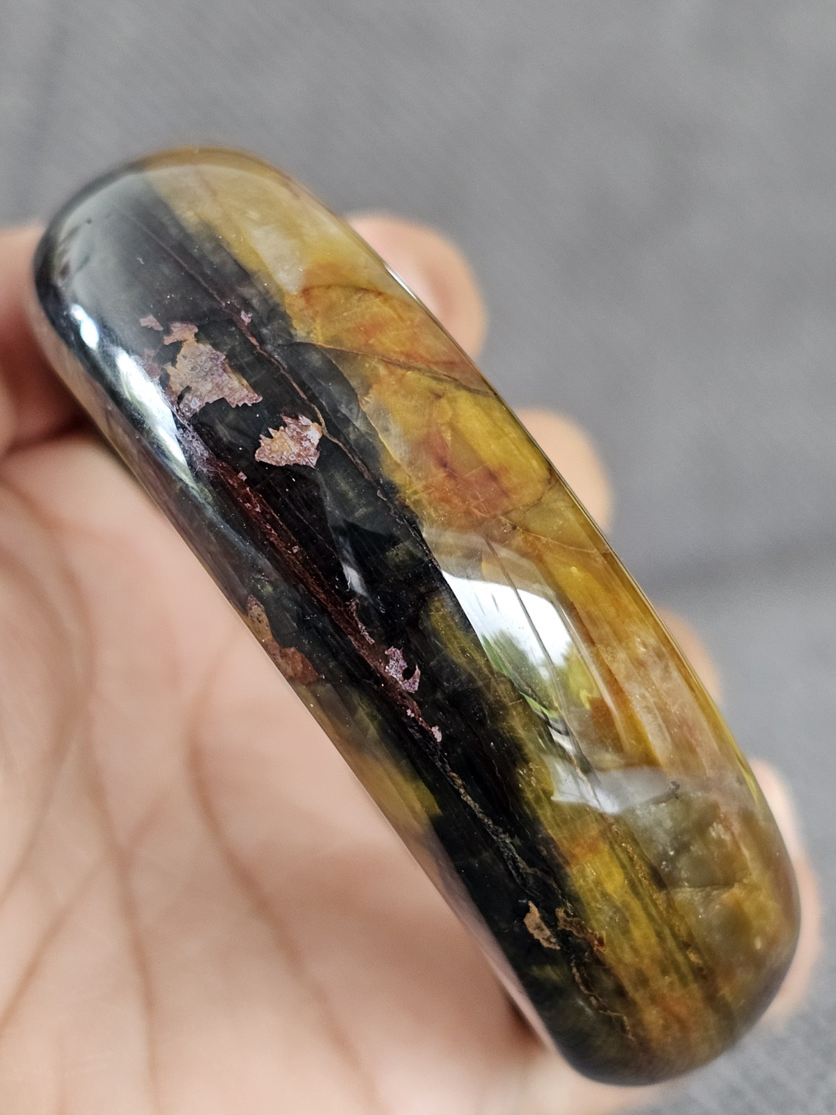 Bracelet Rigide Piétersite Véritable HQ - Jonc de Prestige en Minéraux Rares et Argent - 4