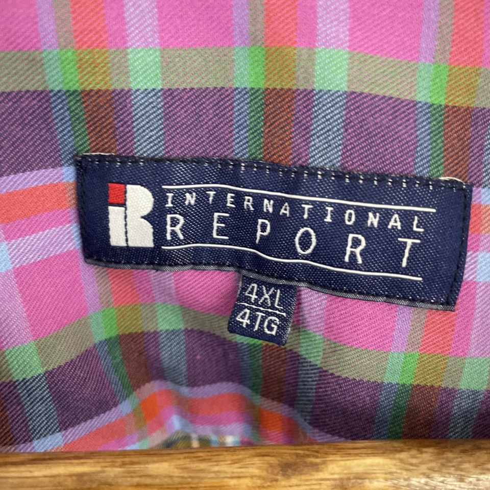 International Report Shirt Mens 4XL Multicolor Plaid Long Sleeve Button Casual - Image 3 of 4