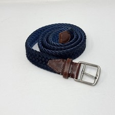 Martin Dingman Newport Woven Stretch Belt Khaki Tan Leather Trim — listing 2