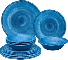 Blue Rope Design , cream color, melamine dinnerware, 12pcs, Set for 4