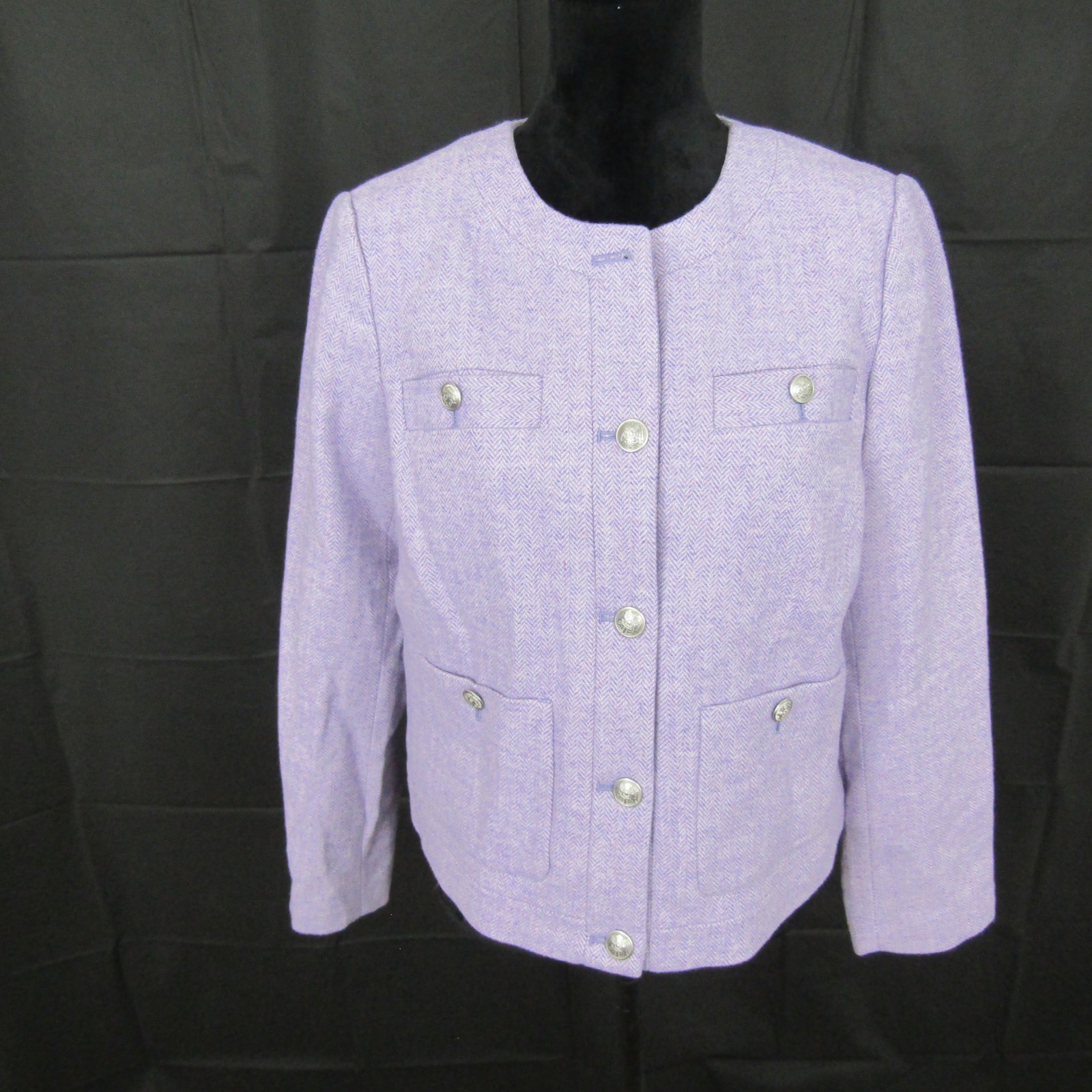 Talbots Blazer Jacket Button Up Collarless Women … - image 1