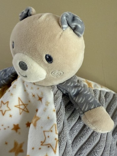 Taggies Bear Lovey Mary Meyer Collab gold grau gerippt Fleece Rücken Babydecke - Bild 2 von 12