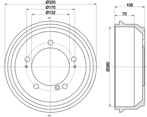 Rear Brake Drum Fits Renault Vauxhall Mintex MBD307 Outer Ø 320mm