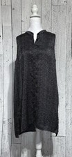Eileen Fisher Black Polka Dot 100 Silk Sleeveless Button Front Dress Size L NWOT
