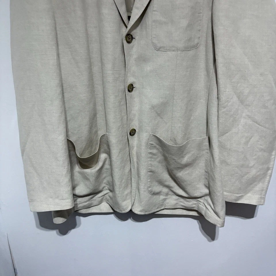 Blazer Mondo Di Marco Para Hombres L Beige Mezcla de Lino Chaqueta Abotonada Abrigo Deportivo Foto 4 de 4