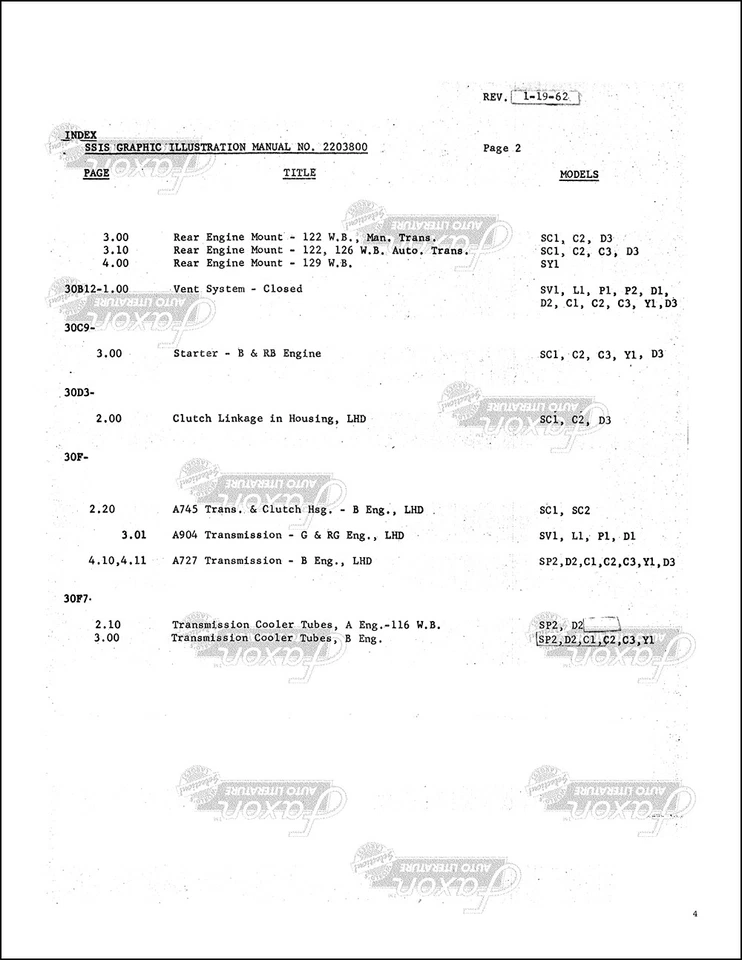 1962 Chrysler Chassi Manual de Montagem de Fábrica Newport 300 New Yorker Imperial - Imagem 4 de 4