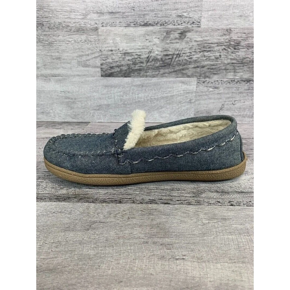 Zapatillas de mocasín Sonoma para mujer talla 7-8M azul denim forradas de piel sintética sin cordones Foto 4 de 4