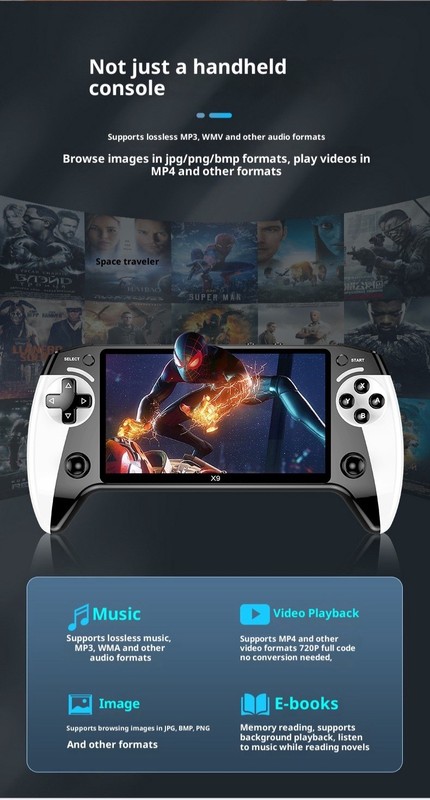 Portable X9 Retro Handheld Game Console 5.5 Inch+ Preloaded Games- Gaming Player