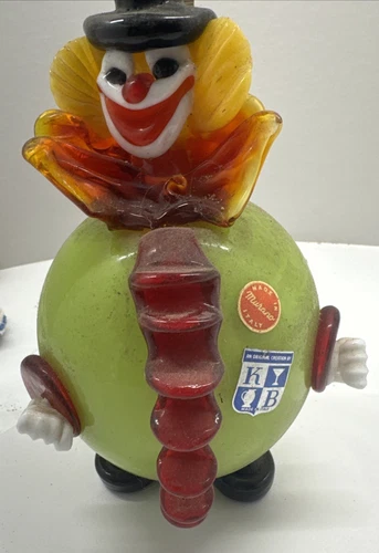 VINTAGE 1970’S MURANO GLASS ROUND FAT HAPPY 7” CLOWN