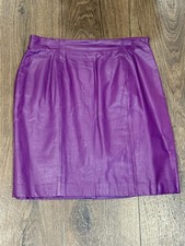 Vintage 80s Chia Purple Leather Mini Skirt High Waisted Sz 10