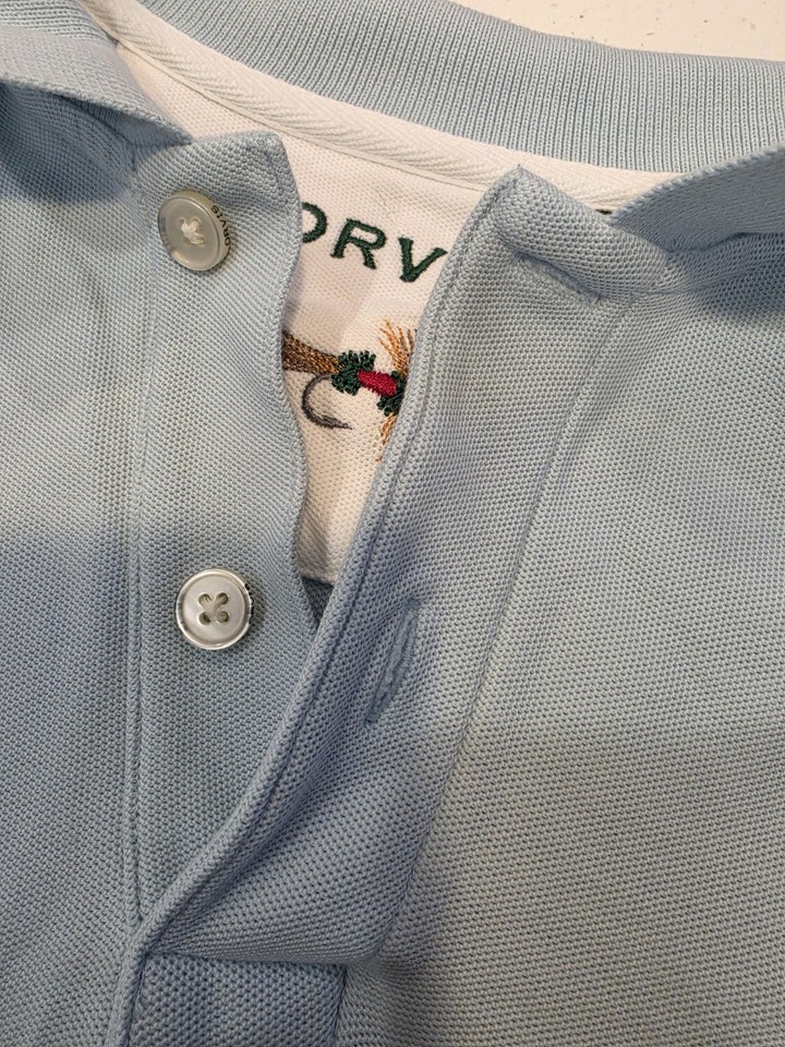 Orvis Fly Fishing Heavy Cotton Pique Polo Shirt Mens Size Large Light ...
