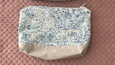 Blue White Paisley Makeup Bag Cosmetic Pouch ...