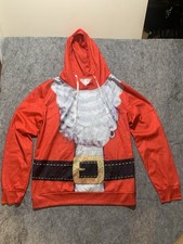 Christmas Holiday 3D santa claus red hooded sweater size XL 0919