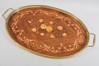 C60N03 Vintage Inlaid Brass Surround Tray Italy