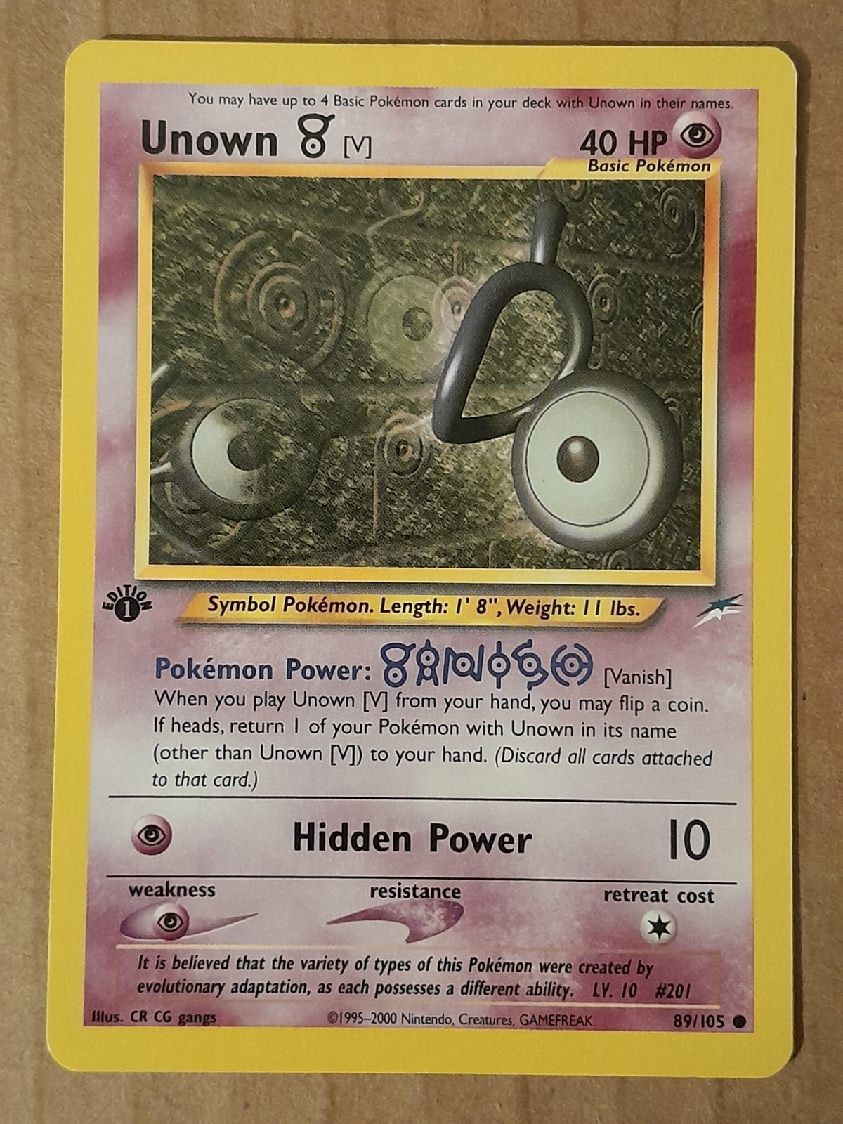 Pokemon Unown V 89/105 1st Edition NEO Destiny LP See Pictures