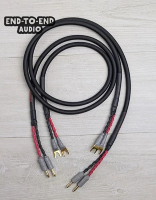 END TO END AUDIO Home Stereo Speaker Cable Pair, Canare 4S8 Star Quad, 13 AWG, Gold Banana Spade