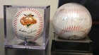 2pc Baseball Lot: Orioles Stamped Autograph Ball + Cy Young Commemorative Ball