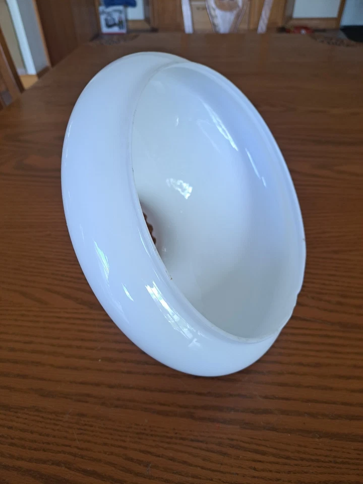 Hurricane Gold with Wind White Milk Glass Ruffed Edge Lamp Light Fixture Globe - Image 4 of 4