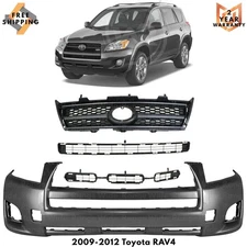 Front Bumper Cover Fascia & Grille Assembly Kit For 2009-2012 Toyota RAV4